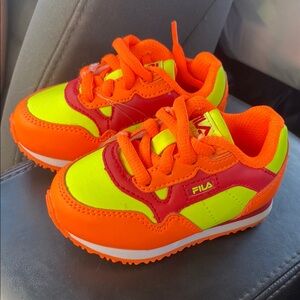 Fila Kids' Neon Orange and Yellow Sneakers